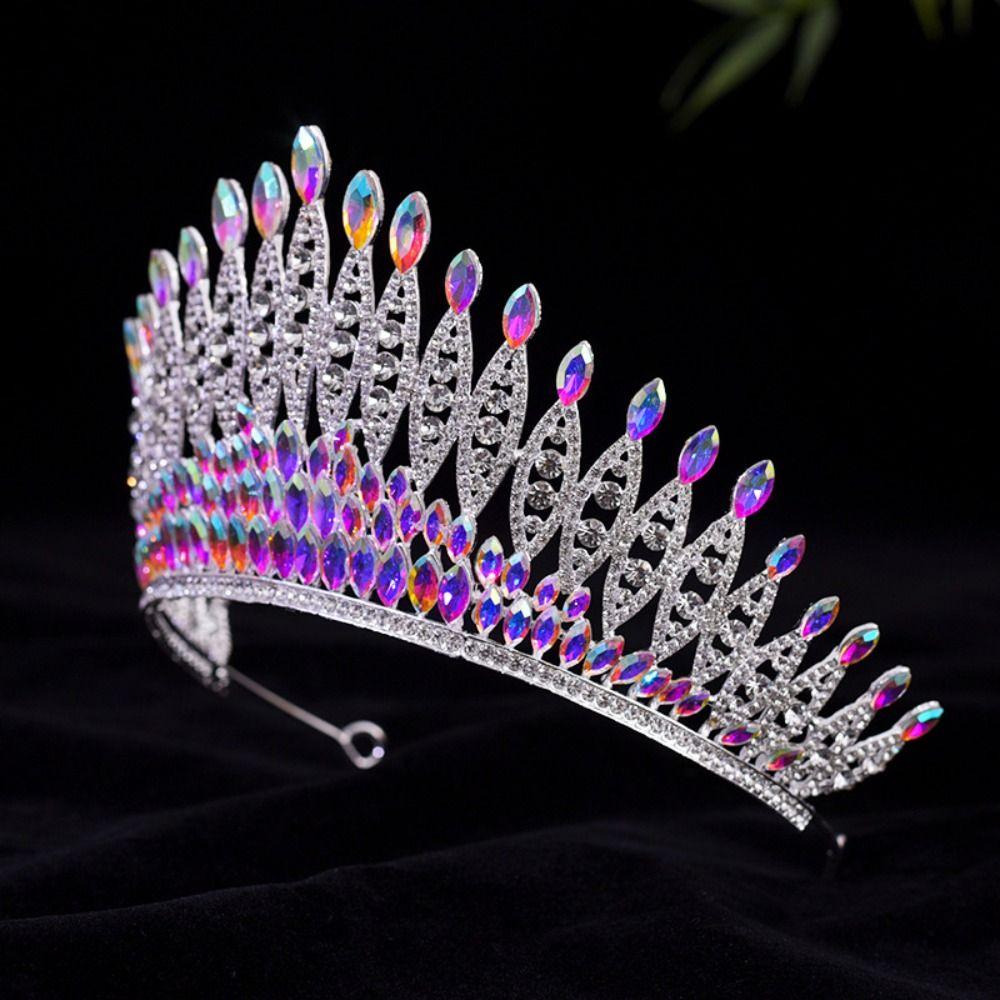 Elegant Baroque Queen Tiaras Sparkling Rhinestone Diadem Trendy Bridal Headwear  Photography Props