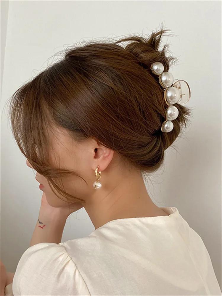Kshmir New style exaggerated large beads acrylic hair clip large make-up hair styling hairpin female hair pearl hair accessories