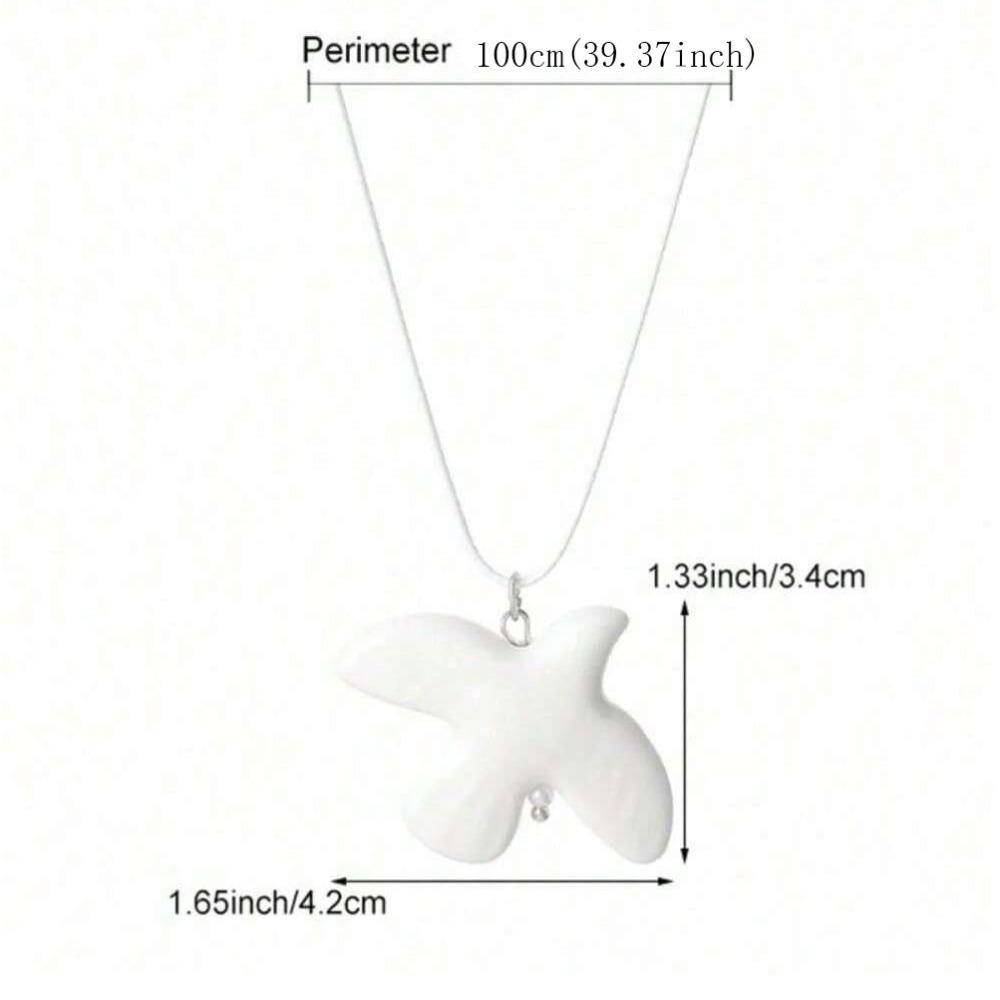 White Peace Dove Pendant Necklace for Women Vintage Metal Geometric Round Ear Hoop Jewelry Girls Gift