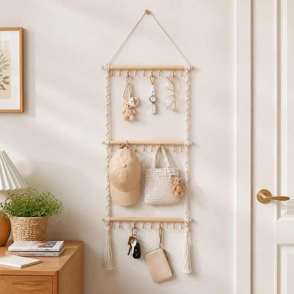 Space Saving Wall Hanging Hook Bohemian Style Wall Organizer Home Decor Wall Mounted Hook Storage