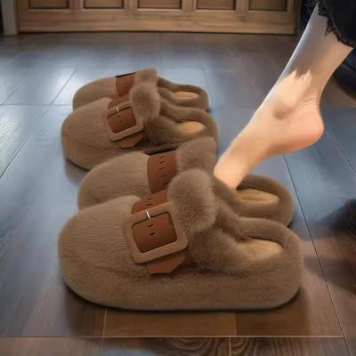 Popular Internet Celebrity Mao Mao Slippers Women 2025 Autumn and Winter New Soft Bottom Fashion Thick Bottom Warm Home Bag Head Cotton Mop