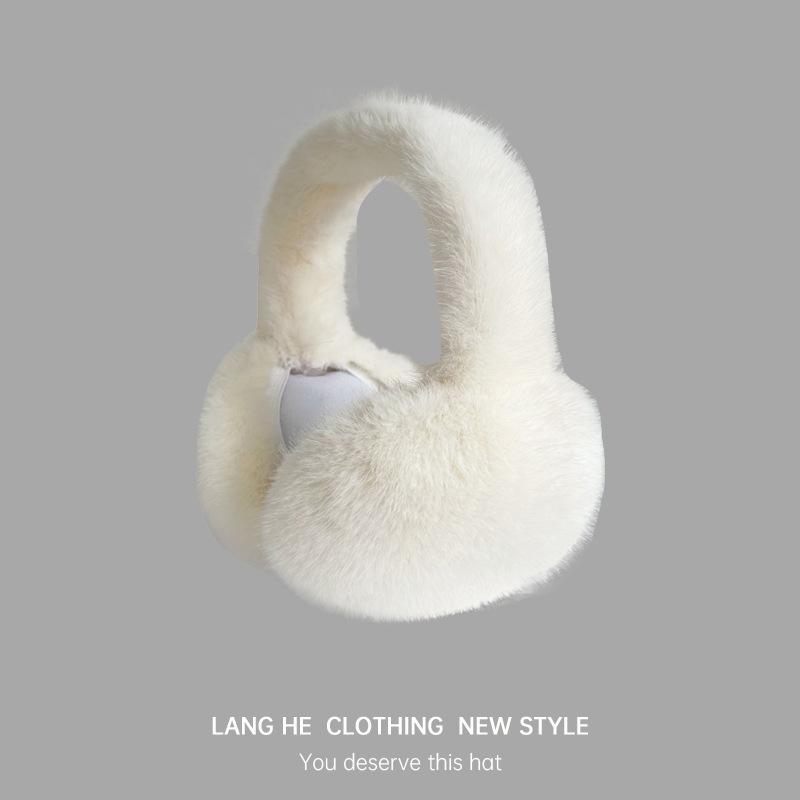 Pluszowe Ciepłe Nauszniki Damskie Słodkie Nauszniki Zimowa Ochrona Uszu Zimoodporne Zimowe Jednokolorowe Ocieplacze na Uszy Składane Jesienno-Zimowa Torba na Uszy Duże