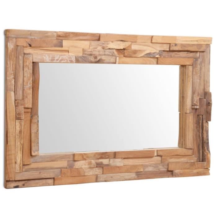 VidaXL Miroir décoratif Teck 90 x 60 cm Rectangulaire