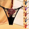 Dámská tanga s nízkým pasem, pletená, s pivoňkovým vzorem, rychleschnoucí, průhledná, nastavitelná síťovina