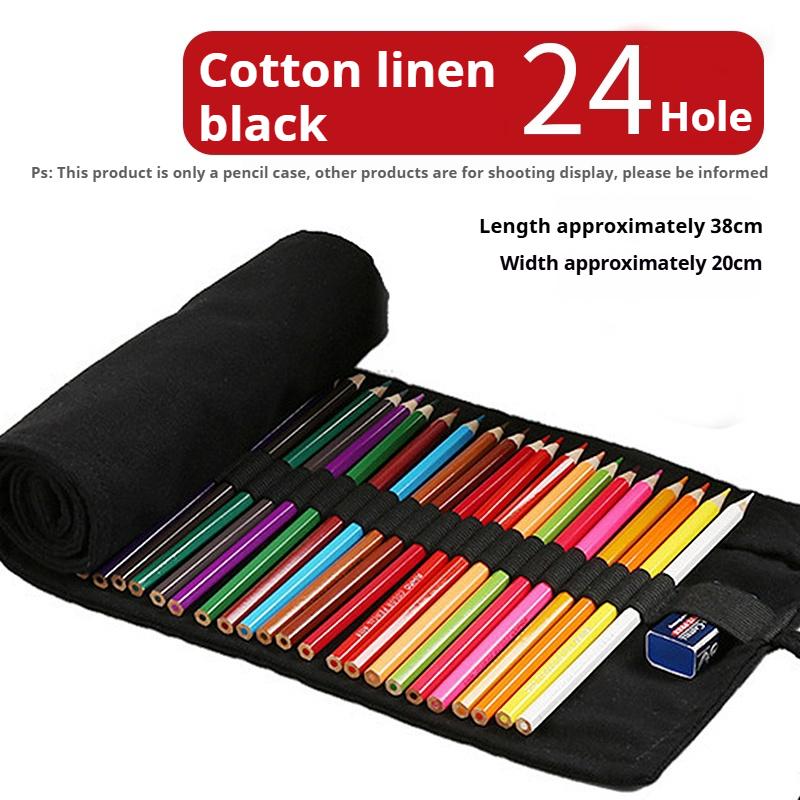 

24/36/48/72 Hole Canvas Roll Up Pen Curtain Case Pencil Bag Cosmetic Pencil Storage Bag Stationery Organizer School Supplies