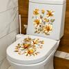 2 Sheet Beautiful Golden Flower Toilet Sticker Bathroom Toilet Cover Decorative Sticker Waterproof Self Adhesive
