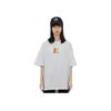 Li Ning Sports Fashion Series Letter Print Loose Round Neck Short Sleeve T-Shirt Women Tops White AHSP216-4