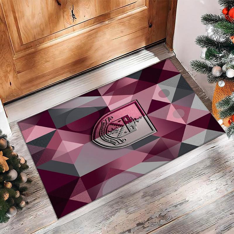 Burnley Football Print Crystal Velvet Rug, Comfortable Water Absorbent Non Slip Indoor Floor Carpet