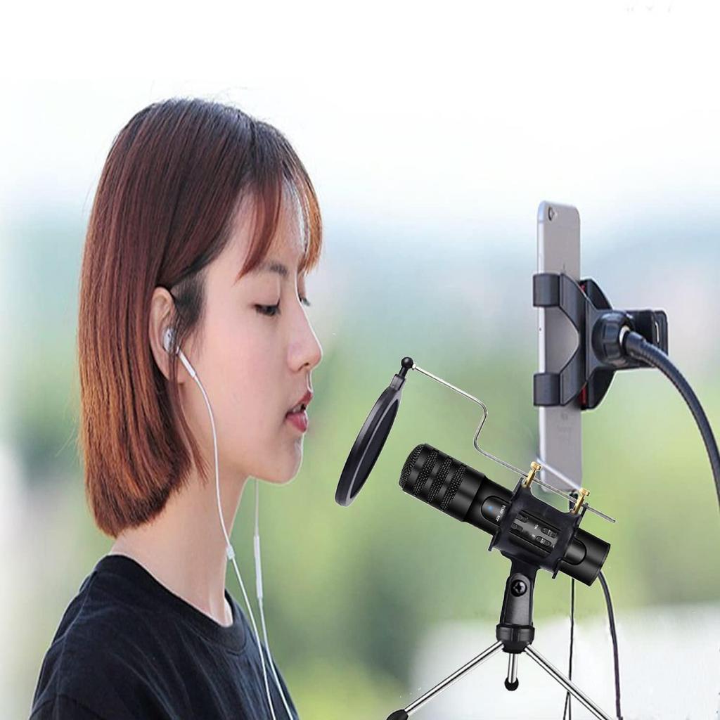 Kondenzátorový smartphone sběr zvuku nastavitelný zvuk USB vhodný pro japonský manuál součástí mikrofon, echo, nahrávání, mikrofon, 3,5mm