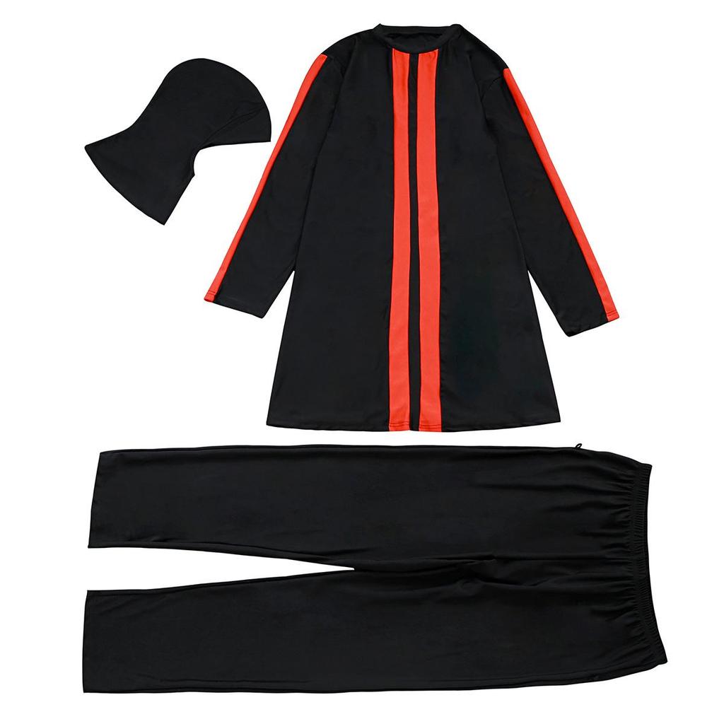 Plus Size Color Block Conservative Muslim Women’s Swimsuit with Sunscreen