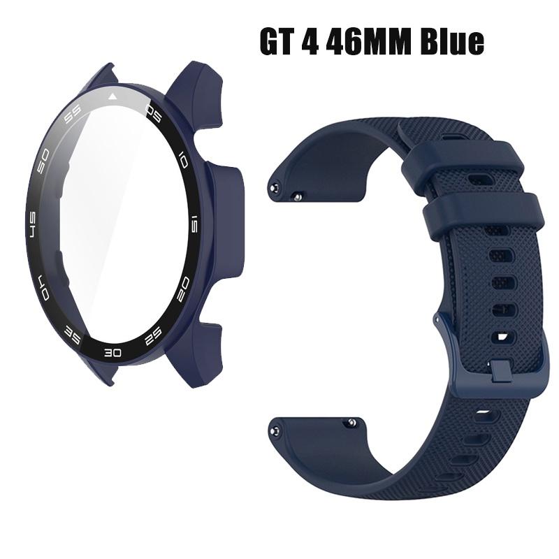 

Полный защитный чехол для ПК для Huawei Watch GT 4 46 мм, защитный чехол для экрана + прозрачная пленка из закаленного стекла Watch GT 4 46mm синий