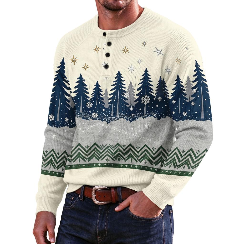 Men's Christmas Print Sweater for Holiday Party and Winter Wear
