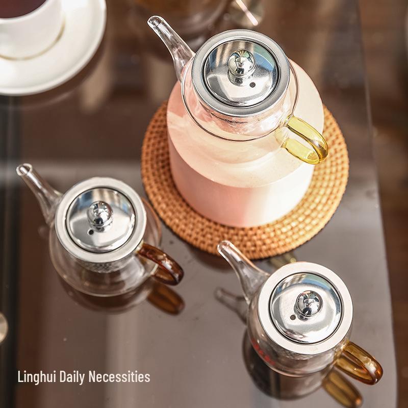 Large Glass Teapot with Lid & Handle, Heat-Resistant, Stainless Steel Infuser, Floating Cup