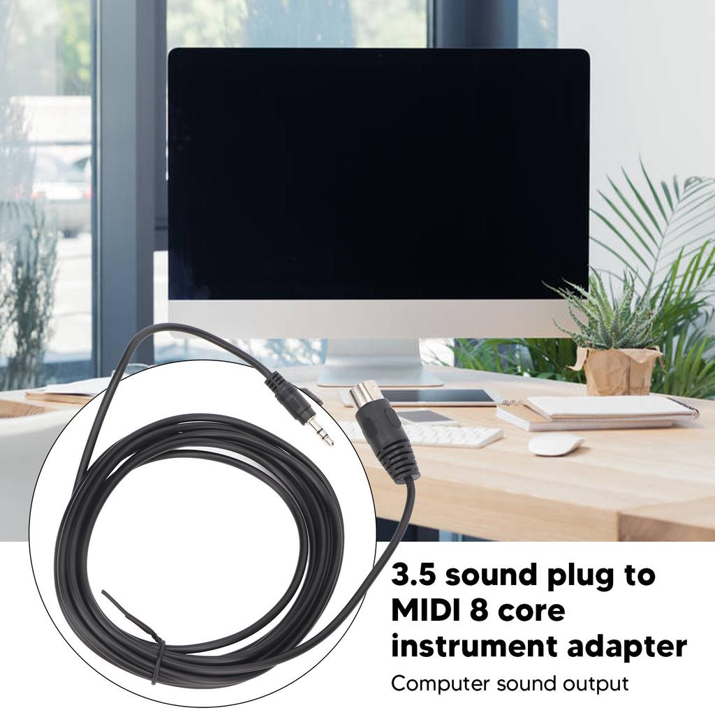 Din 8 Pin to 3.5mm MIDI Cable Male to Male 8 Pin Din to 3.5mm Cord for Musical Instrument Sound Equipment