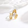 Cubic Zircon Irregular Hollow Opening Ring for Women, Geometric Twist Lines Stainless Steel Ring, Fashion Waterproof Jewelry