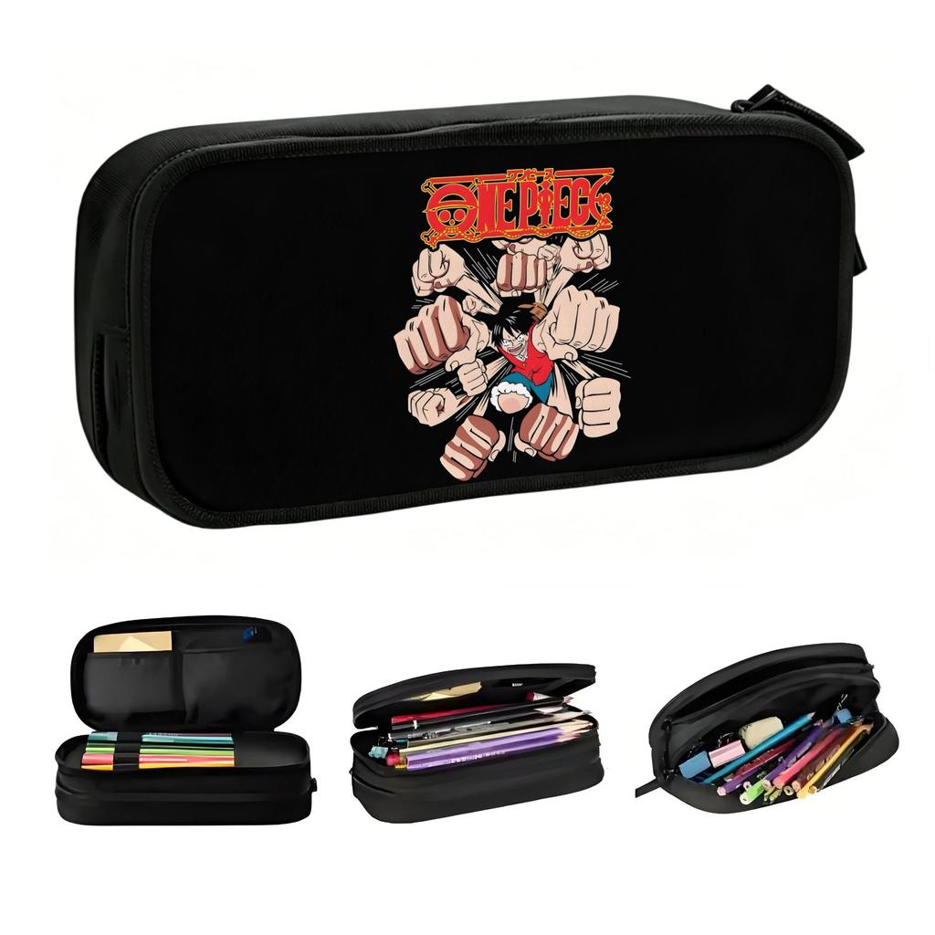 Kawaii One Piece Anime Pencil Case for Girls Boys Japanese Manga Large Capacity Pen Box Bag Stationery