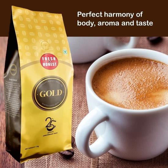 Fresh & Honest GOLD | Roasted Coffee Beans | 25years Anniversary Pack | Arabica Robusta Blend | 1Kilo