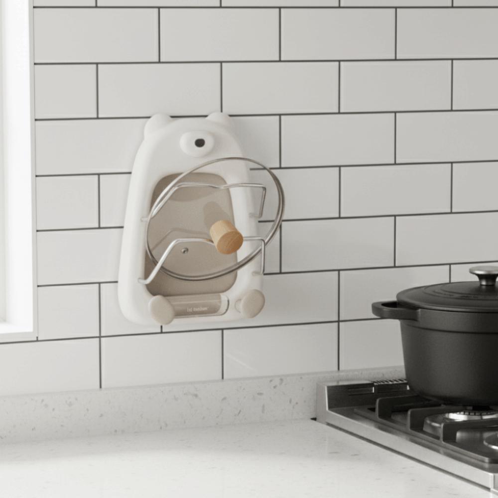 Suction Cup Pan Cover Storage Holder 2-Tier Kitchen Storage Rack Pot Lid Organizer Kitchen