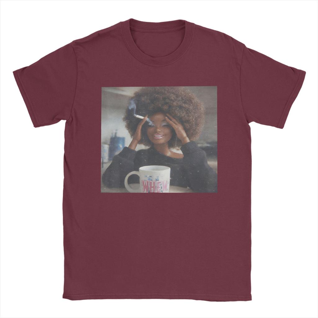 Fun Doll Face Sarcastic Doll Smoking Yk Unisexs T Shirts  Unique Tee Shirt Short Sleeve Round Collar TShirts Pure Cotton 6XL Tops