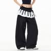 Unisex Wide Leg Cargo Pants With Detachable Back Skirt Panel Nylon Utility Street Dance Trousers