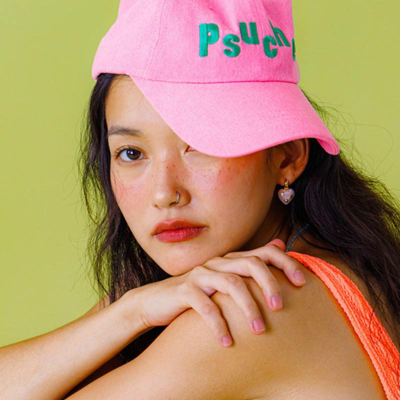 

PSUCHE WASHED LOGO BALL CAP_ BUBBLE GUM PINK F