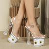 17cm Super High Heel Sexy Cool Slippers New Waterproof Table Transparent Sunflower Model Catwalk Stiletto LFD-13667-Q3