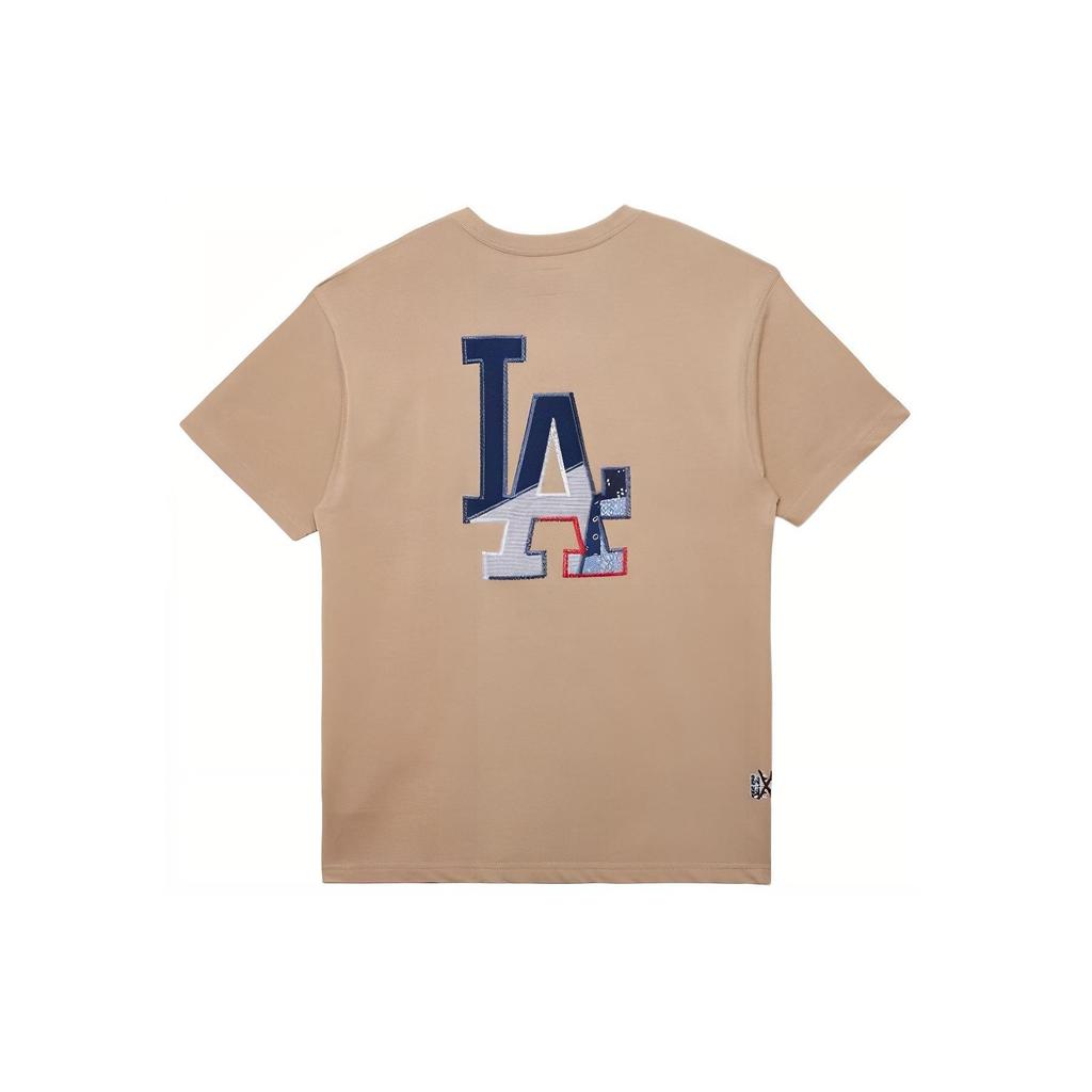 New Era MLB Skate Series Los Angeles Dodgers NY Embroidered Loose Fit Crew Neck Short Sleeve T-Shirt Men Tops Khaki 14187331