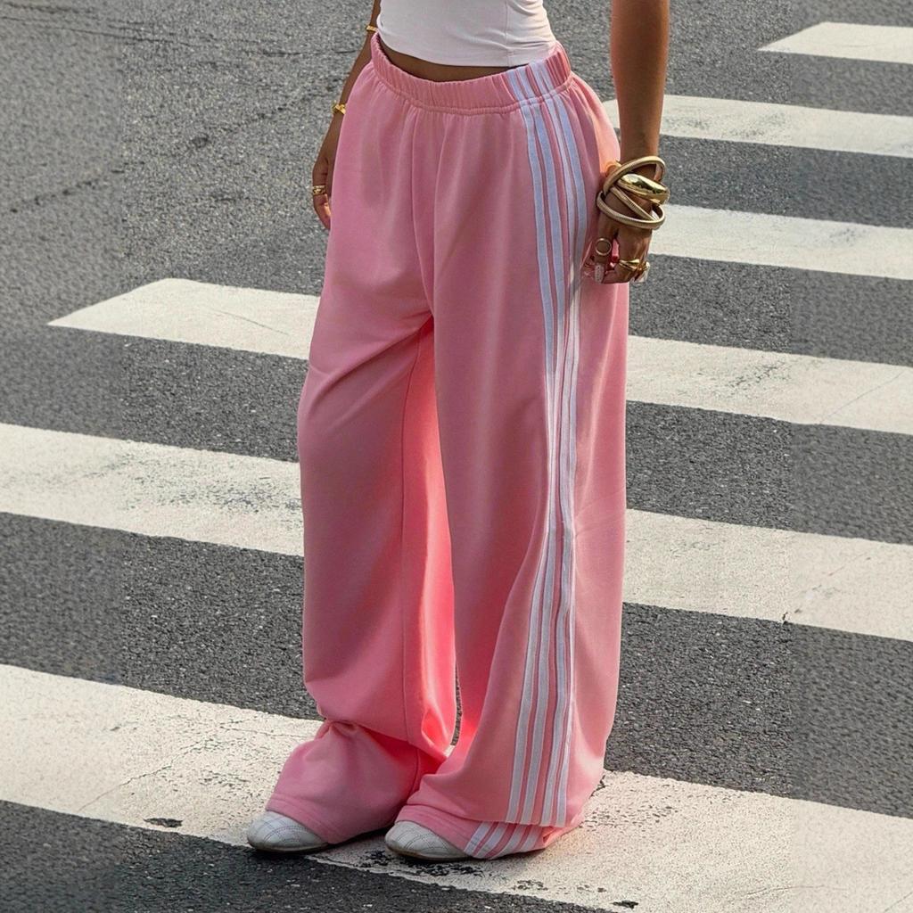 European and American Cross-border Women's Clothing Sports and Leisure Trousers Women's Knitted Pull-up Loose Wide-leg Sweatpants