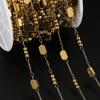 Stainless Steel Square Handmade Chain + Bead Collarbone Chain Handmade DIY Bracelet Necklace Earrings Accessories