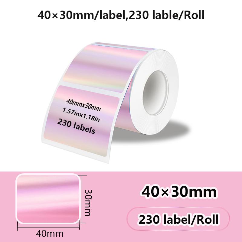 1PK New Holographic Laser Color Transparent Thermal Adhesive Label Roll Suit for Phomemo M110/M200/M120/M220 E210 P50 DETONG P1
