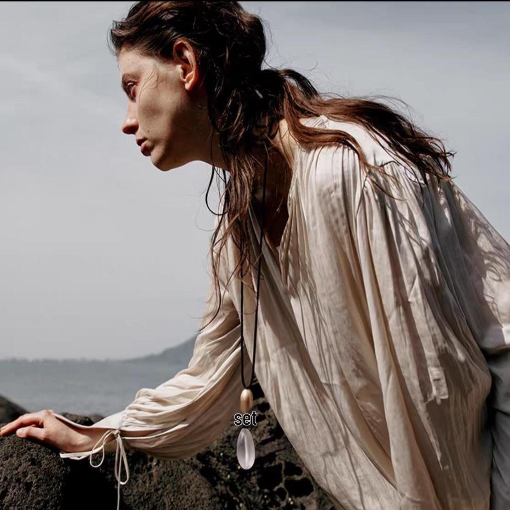 Elegant Ebony Wood Pendant Necklace with Black Cord – Versatile High-End Accessory for Women