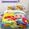 3-teiliges personalisiertes CoComelon Bettwäsche-Set mit individuellem Namen, Bettbezug mit Verschluss, Enthält 1 Bettbezug & 2 Kissenbezüge, Weich und bequem für alle Jahreszeiten.