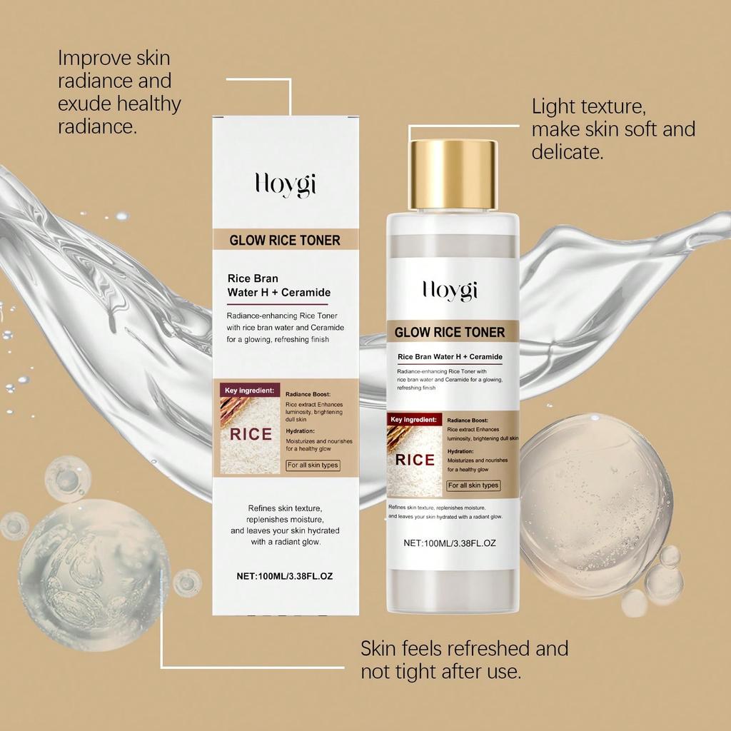 1pc 100ml Rice Moisturizing Toner, Nourishing Skin Care Products, Soothes Dry Skin, Moisturizes And