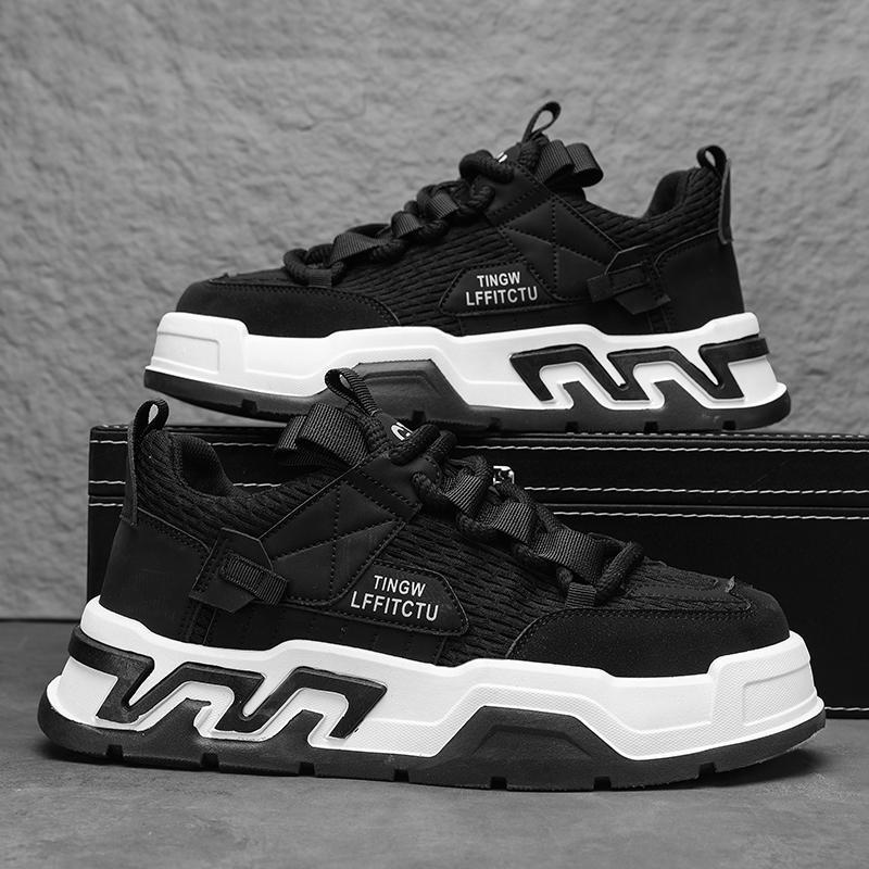 

Autumn men s shoes new wear-resistant, non-slip and breathable mesh versatile casual board shoes thick sole heightening lightweight sports trendy sho 44