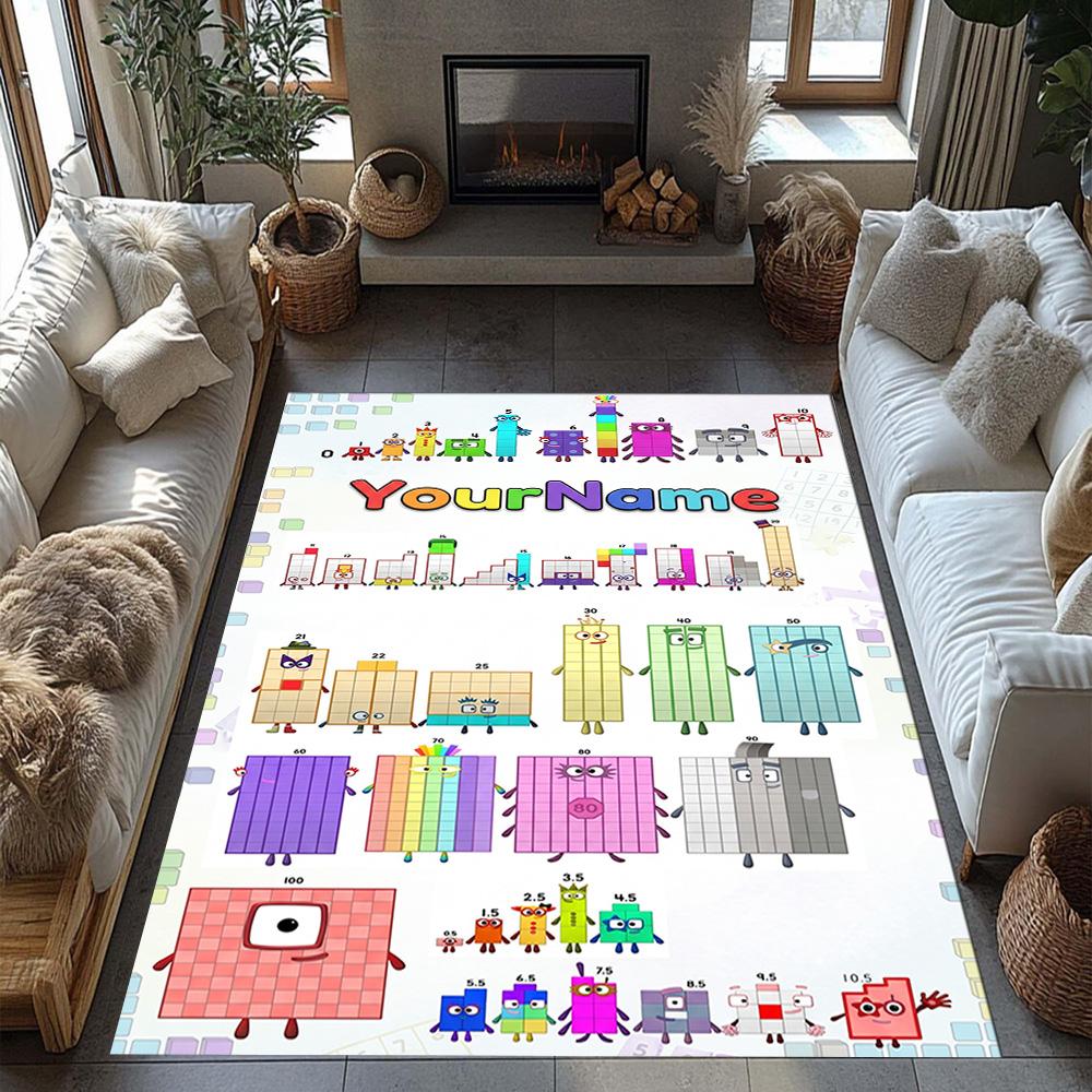 Numberblocks Customized Name Area Rug Design for Game Room Balcony Dormitory Study room Antislip Carpet Office home decor Wedding Party Gift