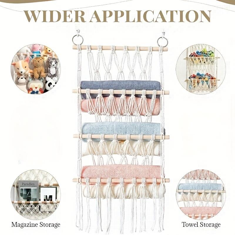 1pc Bohemian Plush Toys Storage Rack, Household Toys Storage Rack, Large Capacity Plush Toys Organizer