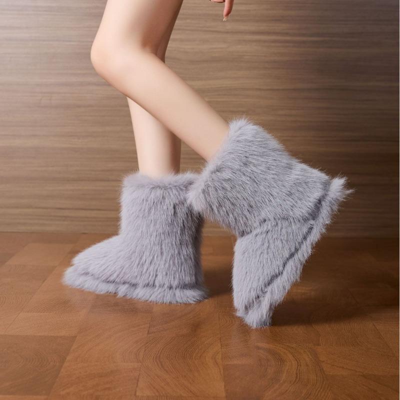 Long-haired boot cover autumn and winter plush warm cotton shoes women's hot-selling fashion cotton slippers new