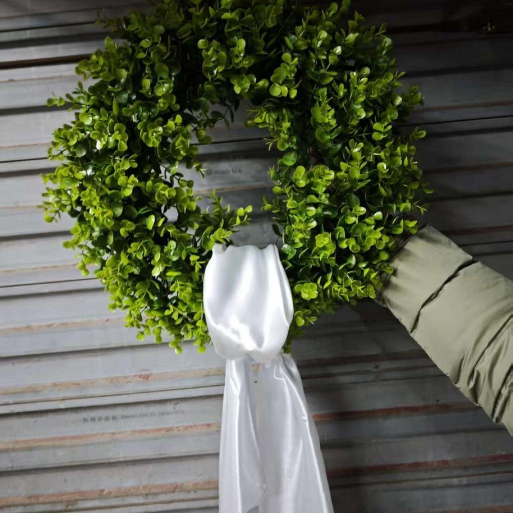 Simulering Av Frost Gräs Vinstock Cirkel Botten Med Gröna Växter, Vatten Gräs Vinstock Cirkel Blomkrans