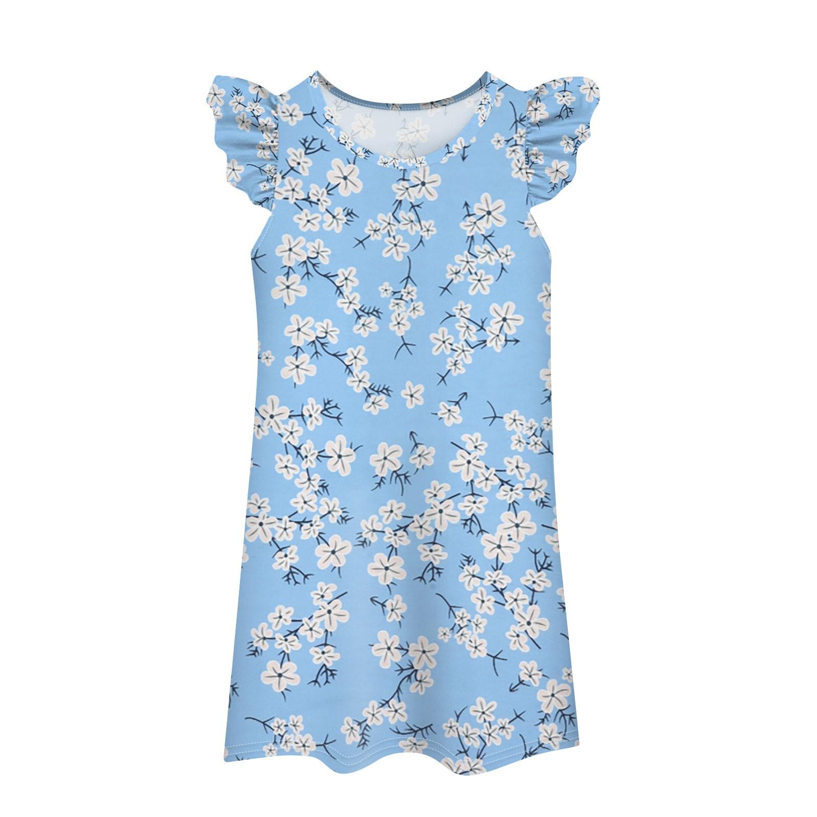 

Детское платье с рукавами-крылышками, юбка с принтом, повседневное платье 110 синий