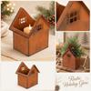 Rustic Metal House Shaped Candle Holder Small Size Vintage Style Decorative Tealight Holder for Home and Seasonal Decoration