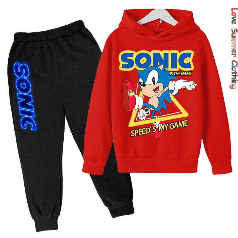 Kids Supersonic Clothing Jogging Blue Sweatshirt Top Coat Pants Two-piece set Hoodie Boys Girls3-12Yrs Clothes Casual Sports Set