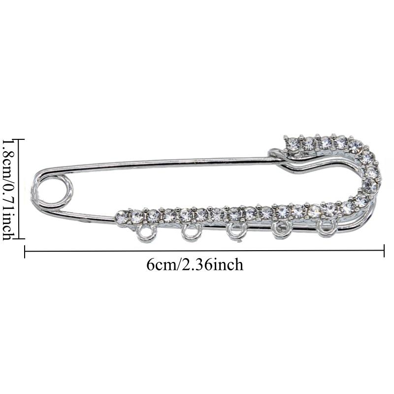 Rhinestone Safety Pins Crystal Brooch with /5 Loops for DIY Blankets Skirts Knitted Fabric Crafts Jewelry Making