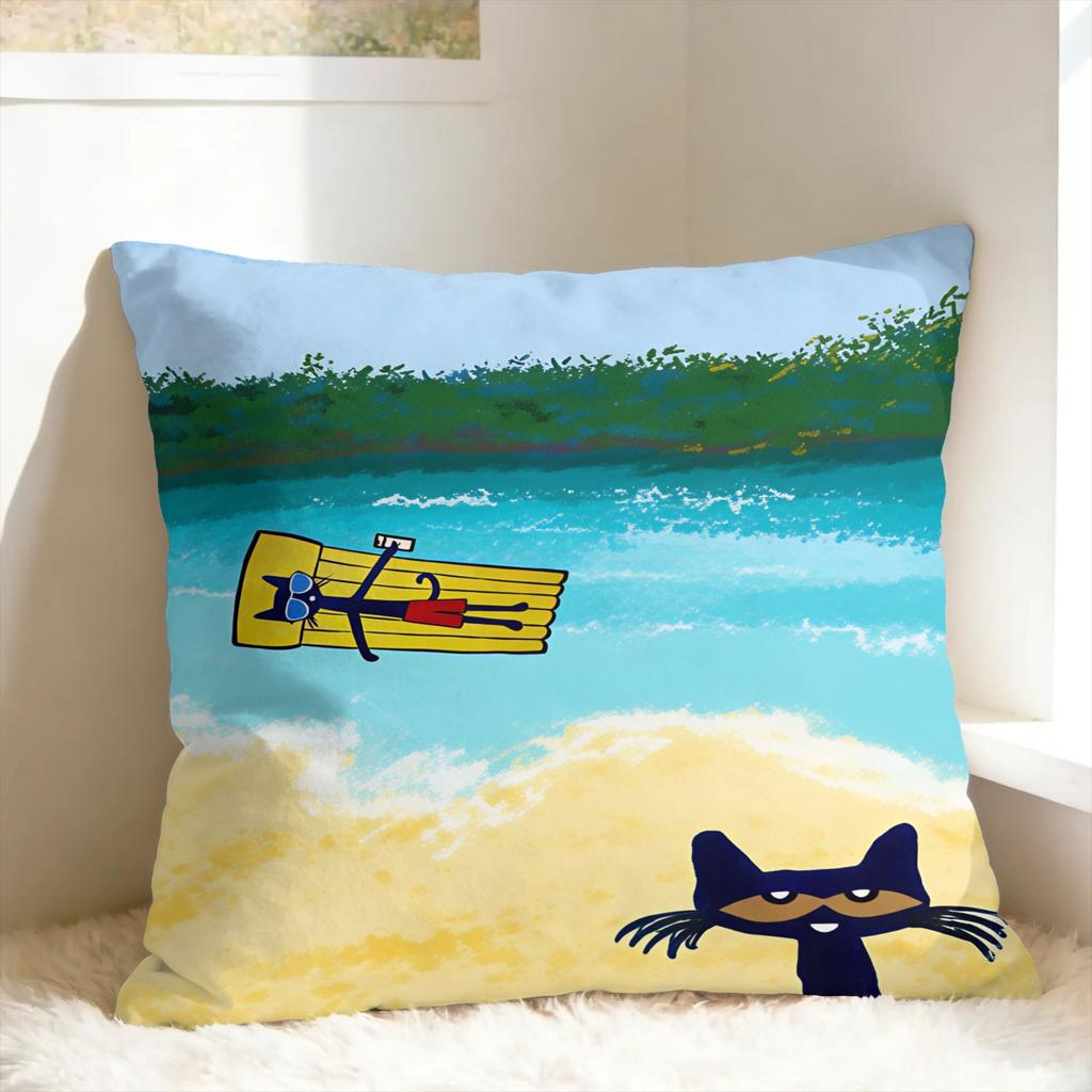 P-Pete The Cat Pillow Case Comfy Pillow Cover For Living Room Bed Chair Fashion Cushion Cover