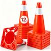 12Pack 18\" Traffic Cones, Safety Road Parking Cones PVC Base, Orange Traffic Cone with Reflective Collars, Hazard Construction Cones for Home Traffic
