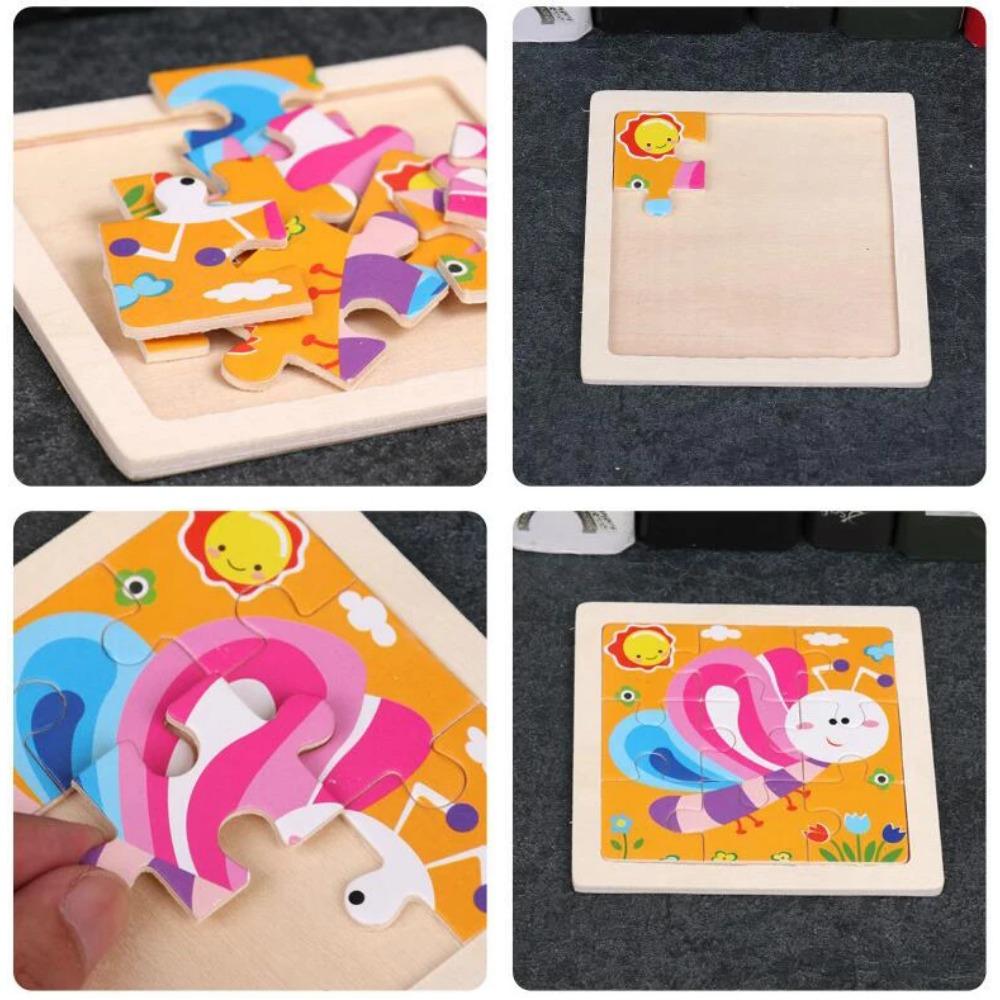 4 Stück/Los 3D Holz-Puzzles für Kinder Kinderspielzeug Cartoon-Tier-/Verkehrspuzzles Baby Lernpuzzles GYH