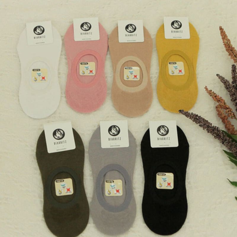 

biarritz socks [5SET] Basic color silicone maran cotton fake socks 7 colors Black 3-legged