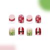 48 Pcs White Snowflake False Nails Short Square Full Cover Stick On Nails Christmas Press On Nails Manicures Supplies