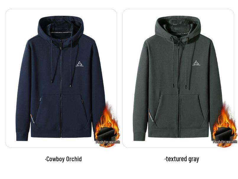 Men's Woodpecker Plus Red Knit Velvet Hoodie Jacket - Plus Size, Thin Fleece, Autumn/Winter Sports Cardigan