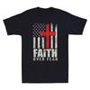 Faith Retro American USA Flag Christian Cross Jesus Funny Men T-Shirt