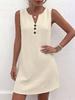 European & American Plus Size Women's V-Neck Sleeveless Button Dress 2026 - New Solid Color, Loose Fit